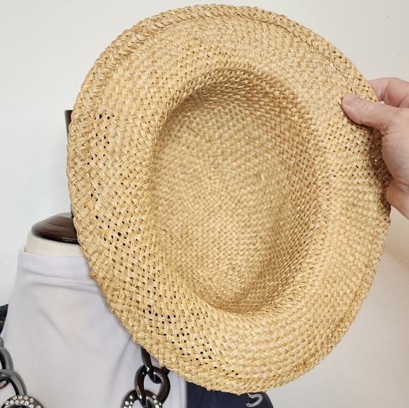 Woven Derby Bowler Hat Rollable Rim 1970s Vintage Tea Party Summer Cloche main image 4
